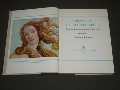1958 A TREASURY OF ART MASTERPIECES EDITED BY THOMAS CRAVEN - KD 3856