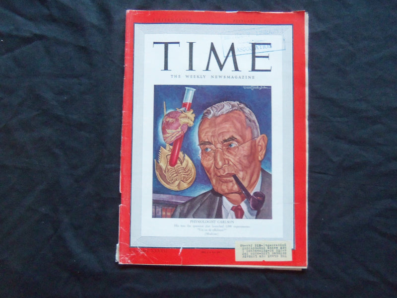 1941 FEBRUARY 10 TIME MAGAZINE - PHYSIOLOGIST ANTON J. CARLSON - T 751
