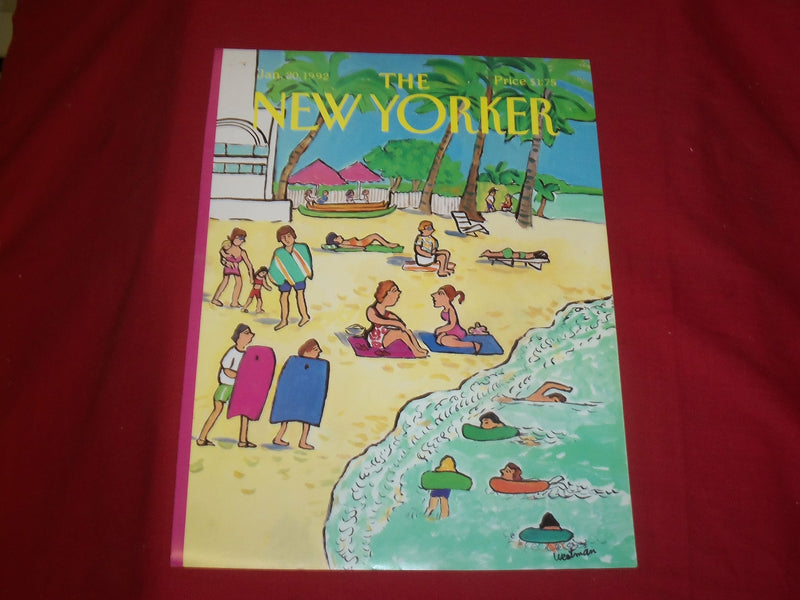 1992 JANUARY 20 NEW YORKER MAGAZINE FRONT COVER ONLY - GREAT ART FOR FRAMING