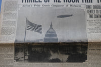 1928 OCT 16 CHICAGO HERALD EXAMINER NEWSPAPER -ZEPPELIN MOORED IN U.S. - NP 9225