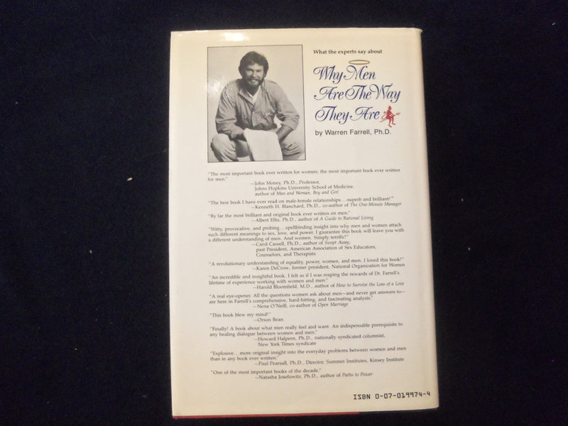 1986 WHY MEN ARE THE WAY THEY ARE BOOK - INSCRIBED BY W. FARRELL - KD 8547