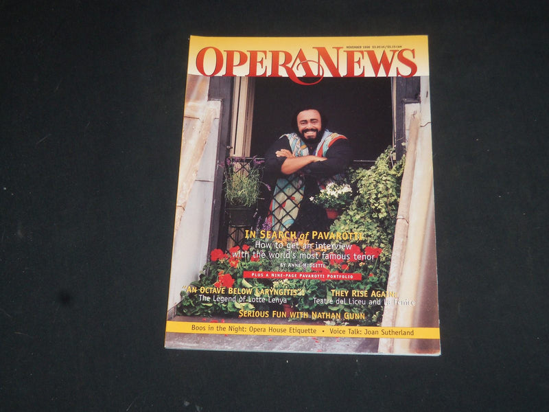 1998 NOVEMBER OPERA NEWS MAGAZINE - LUCIANO PAVAROTTI - SP 6177