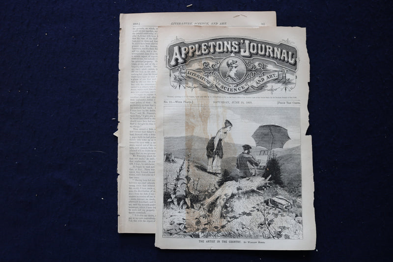 1869 APPLETONS' JOURNAL MAGAZINES - WINSLOW HOMER COVERS - LOT OF 3 - K 1751
