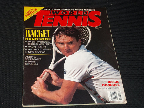 1989 MAY WORLD TENNIS MAGAZINE - JIMMY CONNORS FRONT COVER - E 2386