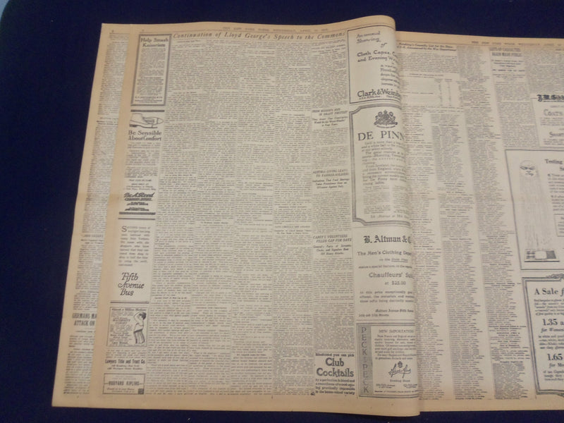 1918 APRIL 10 NEW YORK TIMES - ANGRY PROTESTS ROUSED BY LLOYD GEORGE - NT 8207