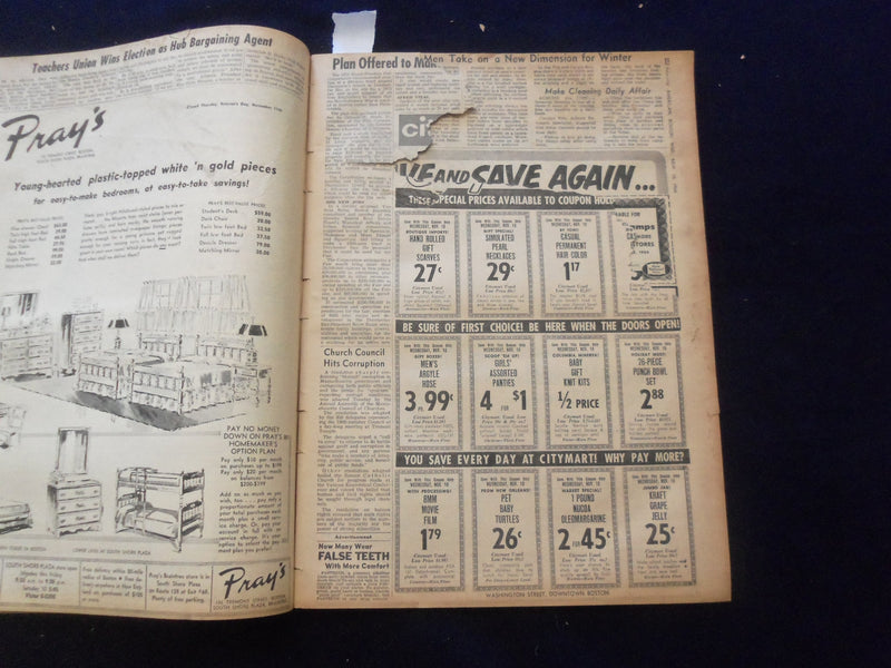 1965 NOVEMBER 10 BOSTON RECORD AMERICAN NEWSPAPER-BLACKOUT IN NORTHEAST- NP 6251