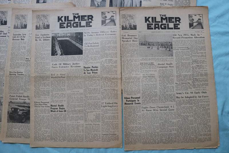 1953-1954 THE KILMER EAGLE NEWSPAPER - CAMP KILMER, NJ - LOT OF 16 - NP 9059