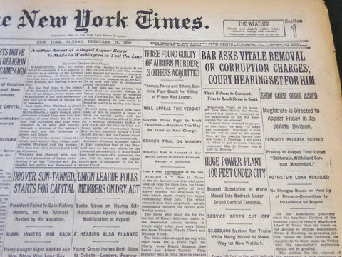 1930 FEBRUARY 16 NEW YORK TIMES - BAR ASKS VITALE REMOVAL - NT 5731