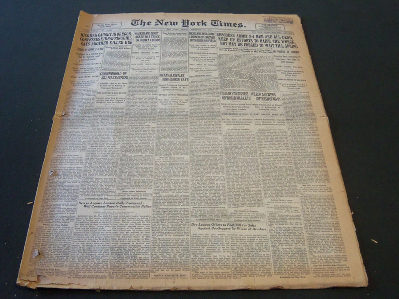 1927 DECEMBER 23 NEW YORK TIMES - RESCUERS ADMIT S-4 MEN ARE ALL DEAD - NT 6303