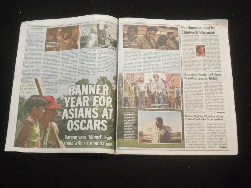 2021 MARCH 16 NEW YORK DAILY NEWS NEWSPAPER - OSCAR NOMINEES VERY DIVERSE