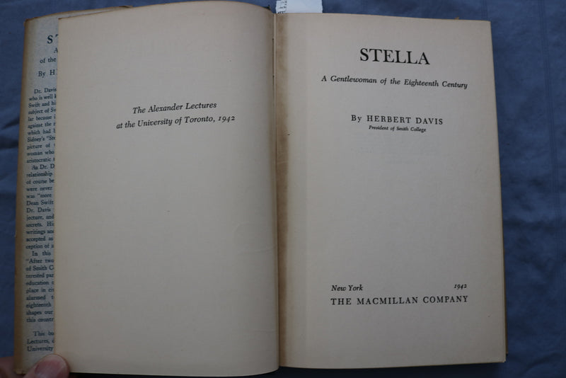 1942 STELLA - A GENTLEWOMAN OF THE EIGHTEENTH CENTURY HARDCOVER BOOK BY - K 690