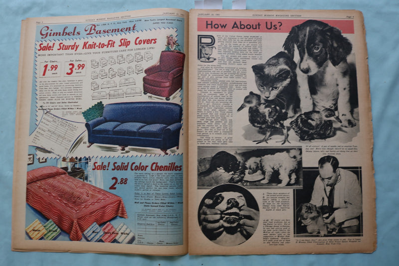 1943 JAN 10 SUNDAY MIRROR NEWSPAPER MAGAZINE SECTION -MARSHALL & KING - NP 9077