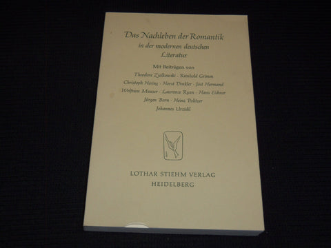 1969 DAS NACHLEBEN DER ROMANTIK BOOK - DEUTSCHEN LITERATUR - KD 7864