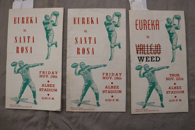 1943 EUREKA HIGH SCHOOL FOOTBALL PROGRAMS - LOT OF 3 - K 3445