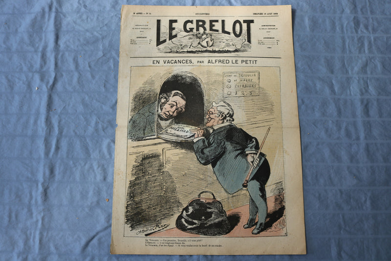1872 AUGUST 18 LE GRELOT NEWSPAPER-EN VACANCES-ALFRED LE PITIT- FRENCH - NP 8596
