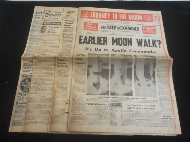 1969 JULY 17 L. A. EVENING HERALD EXPRESS NEWSPAPER- EARLIER MOON WALK?- NP 5743