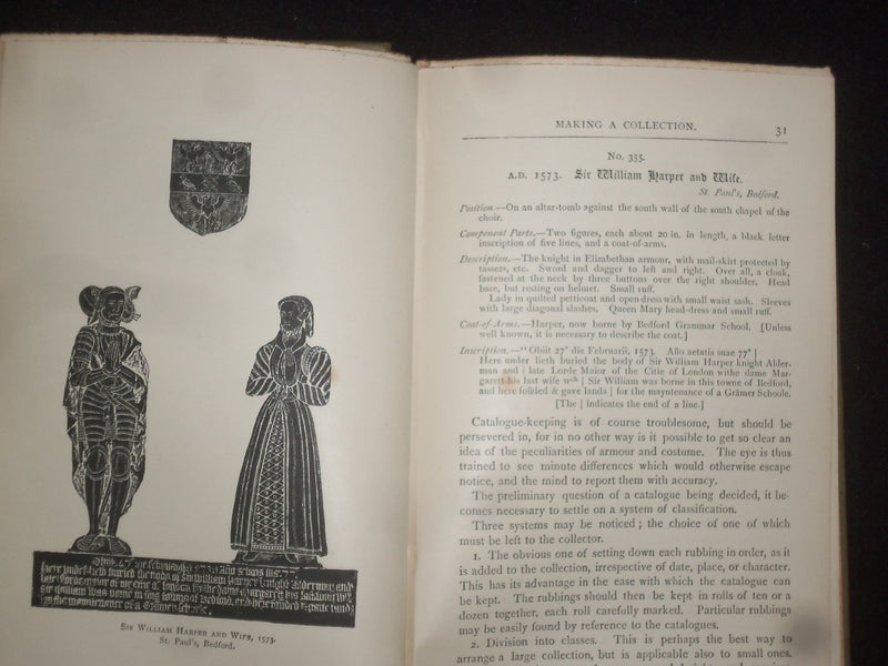 1898 MONUMENTAL BRASSES HARDCOVER BOOK BY REV. HERBERT W. MACKLIN - KD 9261