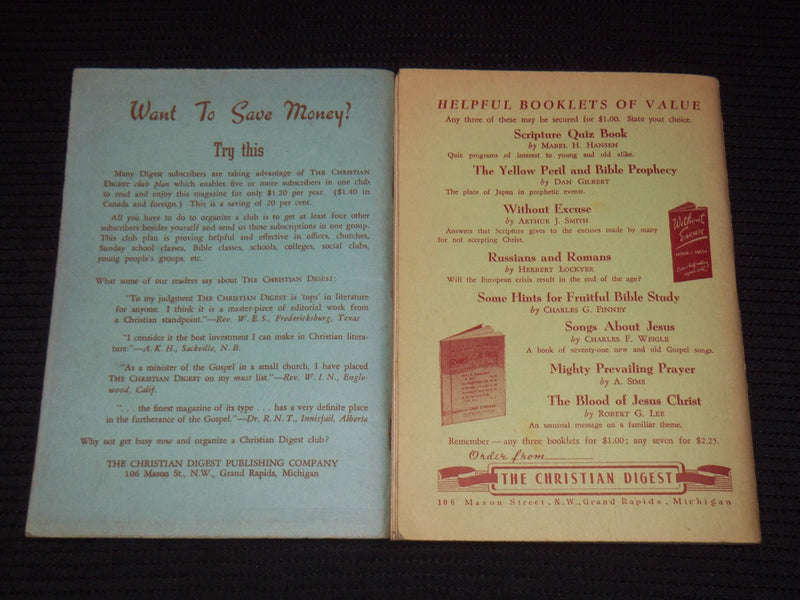 1942-1943 THE CHRISTIAN DIGEST MAGAZINE LOT OF 2 ISSUES - K 1082