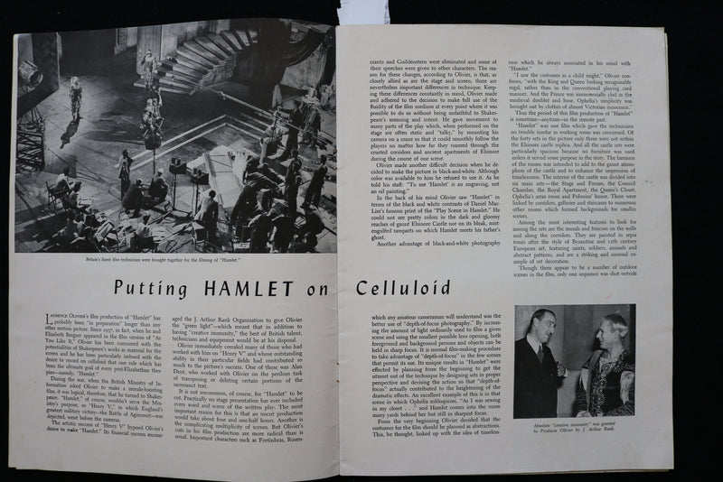 1948 LAURENCE OLIVIER PRESENTS HAMLET PROGRAM - K 2289
