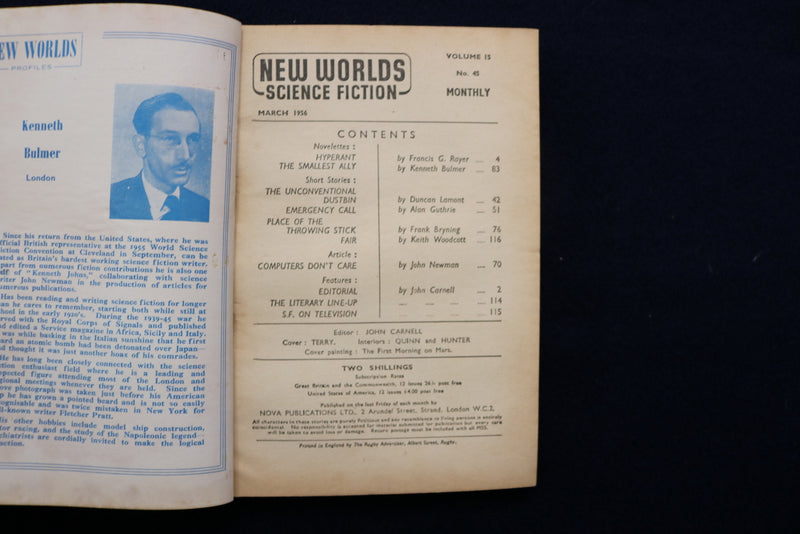 1956 MARCH NEW WORLDS SOFTCOVER DIGEST MAGAZINE - VOLUME 15, NUMBER 45 - K 418