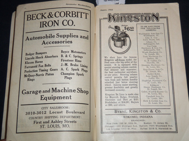 1923 AUGUST AUTOMOTIVE MERCHANDISING MAGAZINE - SALES & SERVICE - J 8599