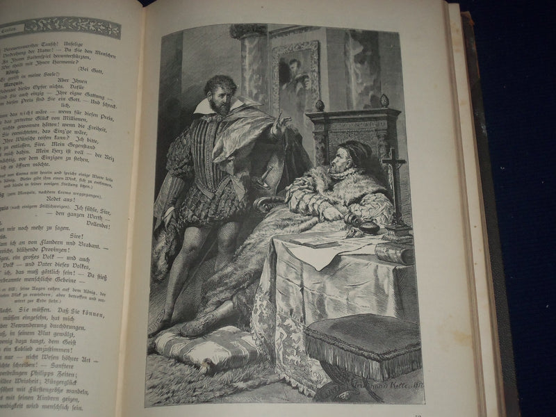 1877 SCHILLERS WERTE SET OF 2 VOLUMES - GERMAN - GREAT ILLUSTRATIONS - KD 2360