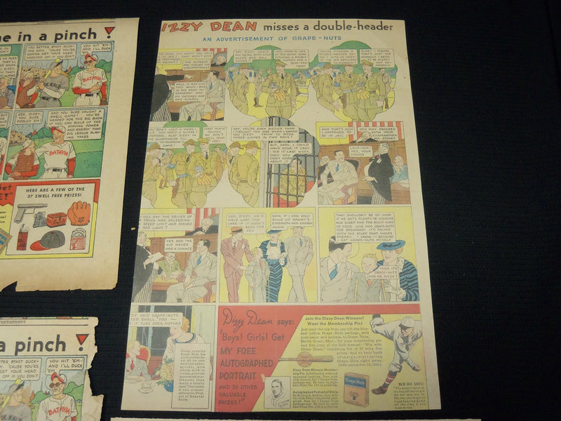 1935-1936 DIZZY DEAN GRAPE NUTS COLOR COMICS ADS LOT OF 4 - NP 1847D