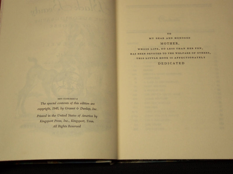 1945 BLACK BEAUTY HARDCOVER BOOK BY ANNA SEWELL - FRITZ EICHENBERG - KD 7948
