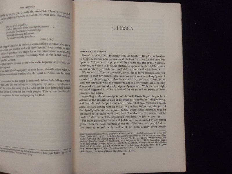 1962 THE PROPHETS HARDCOVER BOOK BY ABRAHAM J. HESCHEL - FIRST EDITION - KD 8938