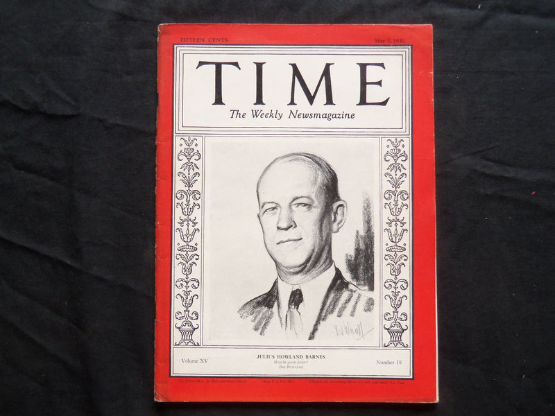 1930 MAY 5 TIME MAGAZINE - JULIUS HOWLAND BARNES - T 226