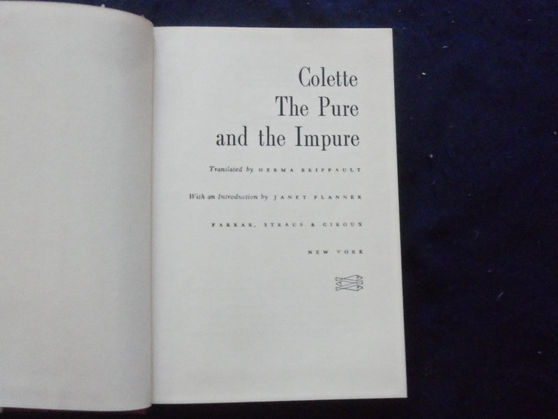 1967 COLETTE THE PURE & THE IMPURE HARDCOVER BOOK INTRO BY JANET FLANNER-KD 8238