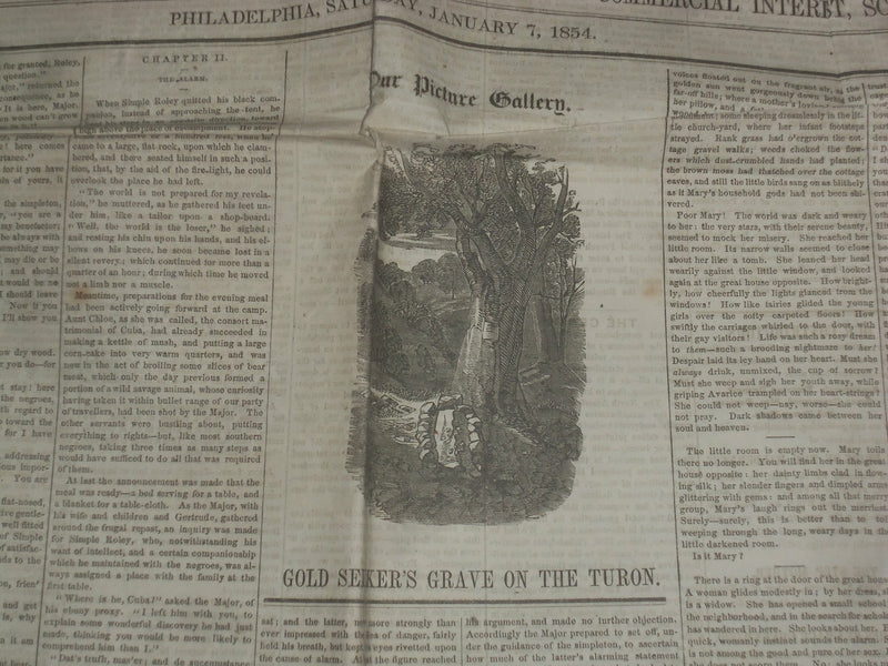 1854 JAN 7 THE SATURDAY EVENING POST NEWSPAPER -CHRISTMAS BY H.B. STOWE- NP 5060