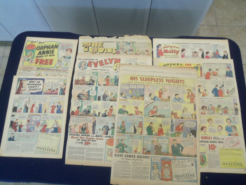1933-1940 OVALTINE FULL PAGE COLOR COMICS ADS - LOT OF 7 - NP 5255