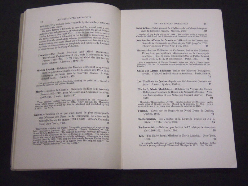 1924 FINLEY COLLECTION CATALOGUE OF BOOKS - KNOX COLLEGE - ILLINOIS - J 5219