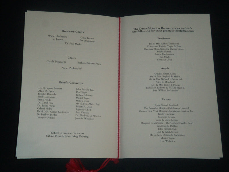 1989 APRIL DANCE NOTATION BUREAU TRIBUTE TO EARL UBELL PROGRAM - J 4241