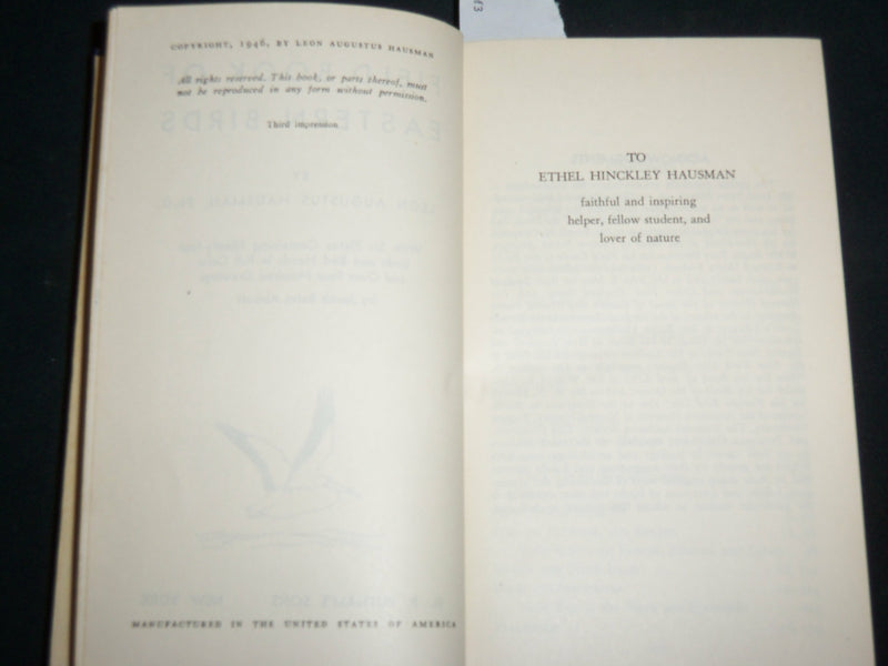 1946 FIELD BOOK OF EASTERN BIRDS HARDCOVER BOOK BY LEON HAUSMAN - KD 7270