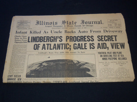 1927 MAY 21 ILLINOIS JOURNAL NEWSPAPER - LINDBERGH'S PROGRESS SECRET - NP 5818