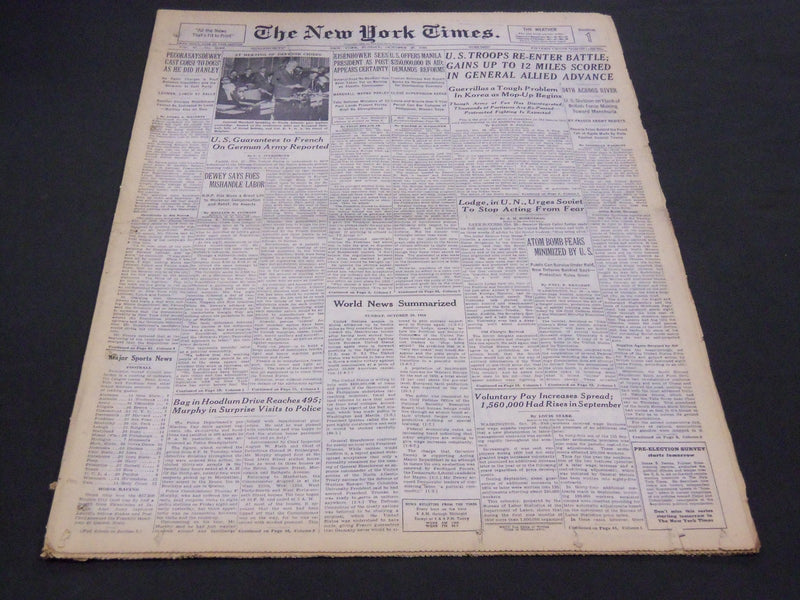 1950 OCTOBER 29 NEW YORK TIMES - U. S. TROOPS RE-ENTER BATTLE - NT 4562
