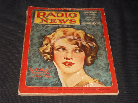 1927 NOVEMBER RADIO NEWS MAGAZINE - GAMBY WJZ FRONT COVER - E 5164