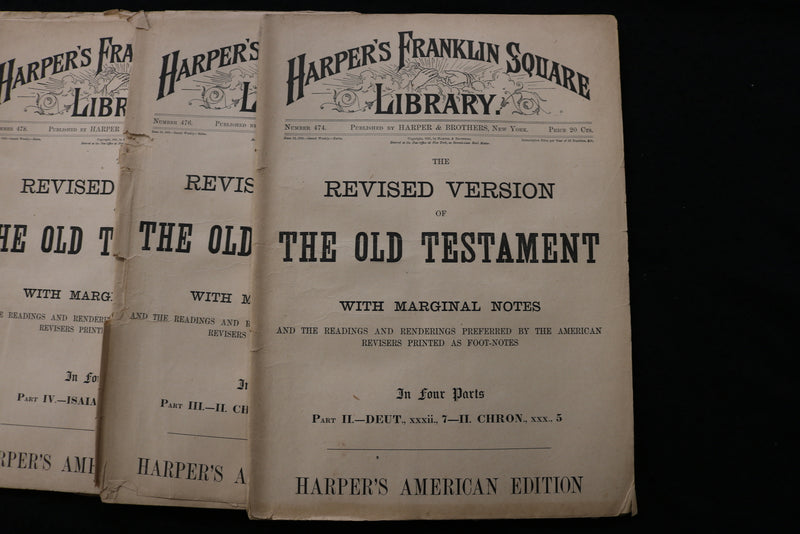 1885 THE OLD TESTAMENT IN 4 PARTS - HARPERS' - SOFTCOVER - K 2418