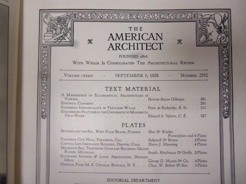 1928 SEPTEMBER 5 THE AMERICAN ARCHITECT MAGAZINE - GREAT PHOTOS & ADS - ST 2966
