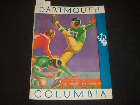 1937 NOVEMBER 20 DARTMOUTH VS. COLUMBIA FOOTBALL PROGRAM - LUCKMAN - J 5508