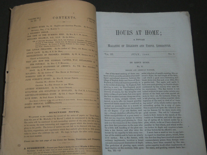 1866-1870 THE HOURS OF AT HOME MAGAZINE LOT OF 37 - CIVIL WAR ARTICLES - WR 853