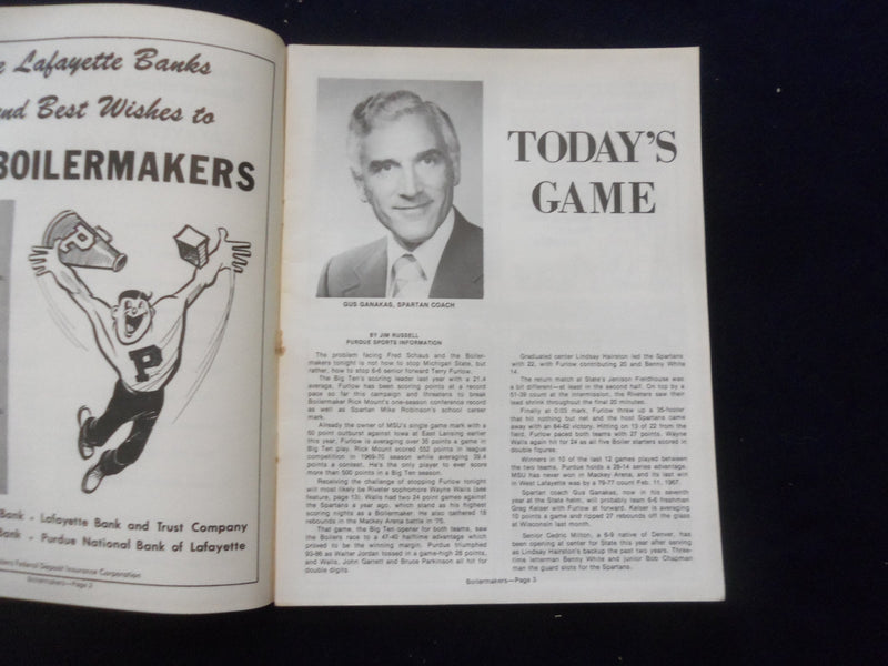 1976 JAN 26 COLLEGE BASKETBALL PROGRAM- PURDUE UNIV VS. MICHIGAN STATE- SP 1533R