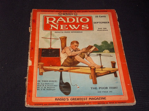 1925 SEPTEMBER RADIO NEWS MAGAZINE - THE POOR FISH FRONT COVER - E 5171