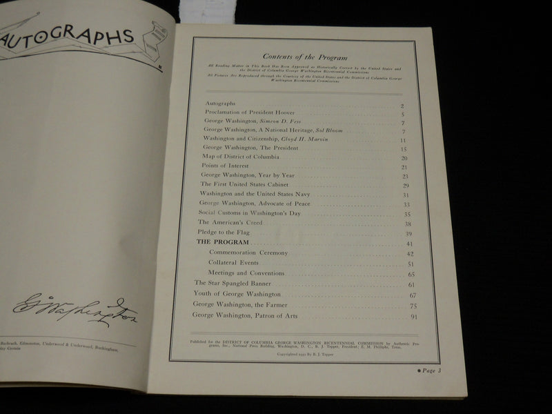 1932 GEORGE WASHINGTON BICENTENNIAL COMMISSIONS SOFTCOVER PROGRAM - J 6949