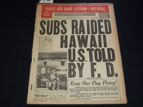 1941 DECEMBER 15 BOSTON AMERICAN NEWSPAPER - SUBS RAIDED HAWAII - NP 2151G