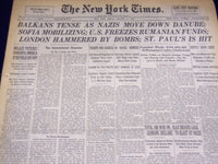 1940 OCT 11 NEW YORK TIMES - BALKANS TENSE AS NAZIS MOVE DOWN DANUBE - NT 2507