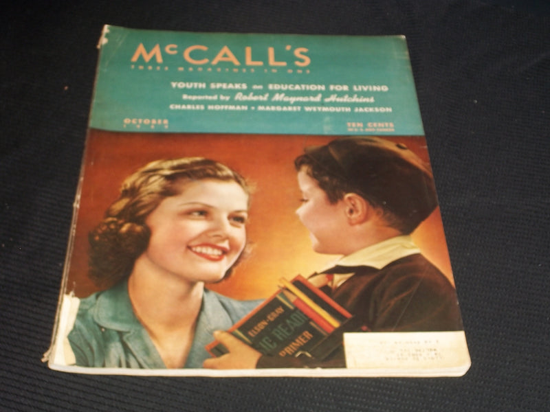 1939 OCTOBER MCCALL'S MAGAZINE NICE COVER & FULL PAGE ADS - E 1302