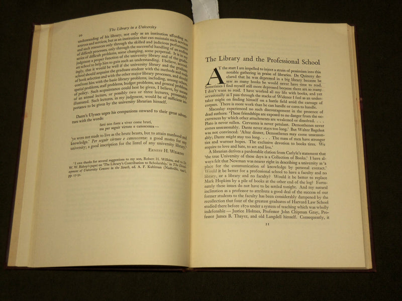 1950 THE PLACE OF THE LIBRARY IN A HARVARD UNIVERSITY - A CONFERENCE - KD 6246